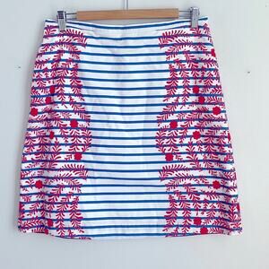 ANTHRO Boden floral leaf print striped nautical pencil skirt sz 8P